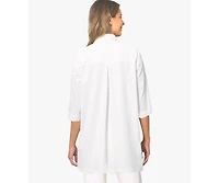 Stella Carakasi Women's Cotton Poplin Button-Front Unique Handmade Bib Pitch Perfect Tunic