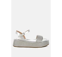 Nensis Rhinestone Embellished Flatform Sandals