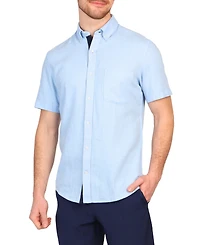 Tailorbyrd Men's Solid Linen Short Sleeve Button Down Shirt
