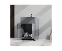 Casainc 24" Bathroom Sink Vanity Laundry Utility Gray Cabinet