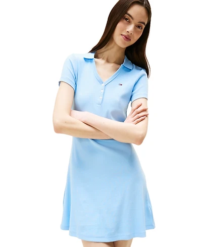 Tommy Jeans Women's Fit & Flare Ribbed Polo Dress