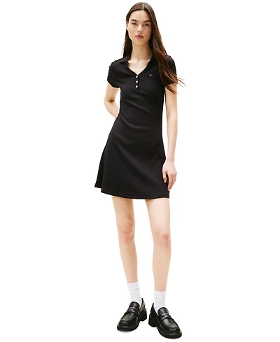 Tommy Jeans Women's Fit & Flare Ribbed Polo Dress