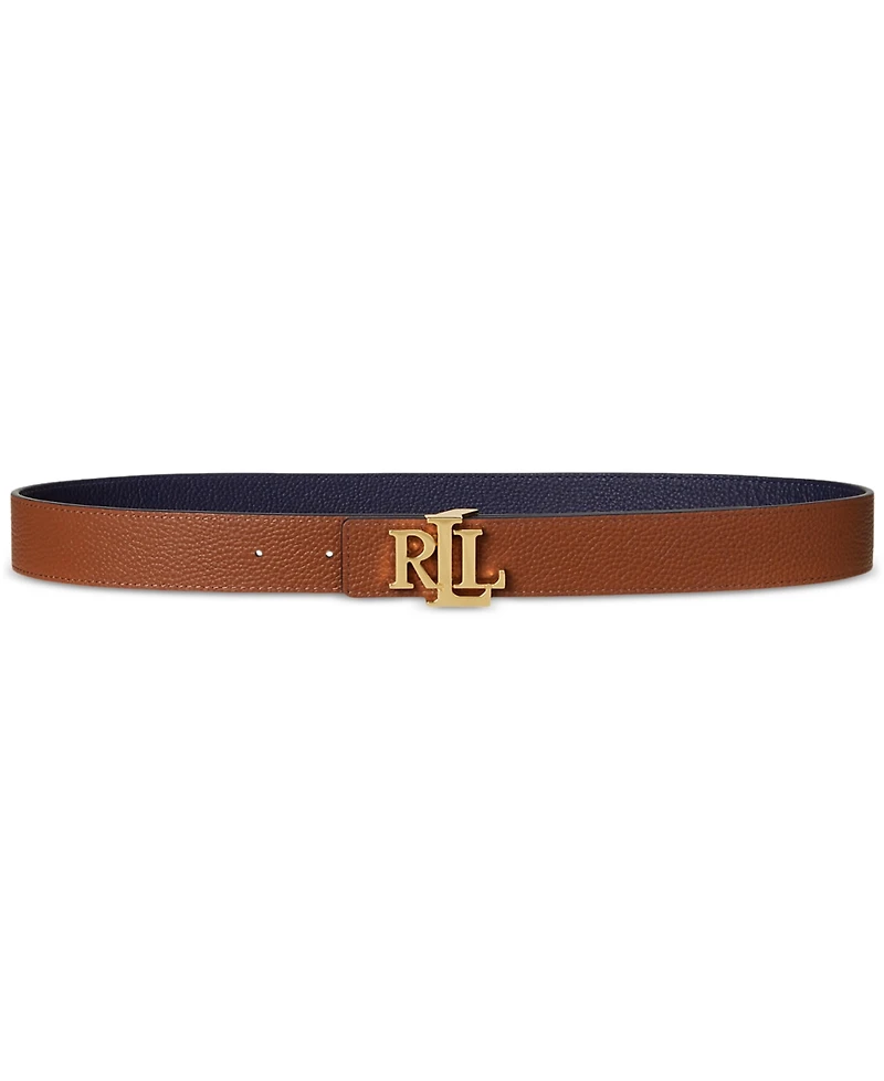 Lauren Ralph Logo Reversible Pebbled Leather Belt