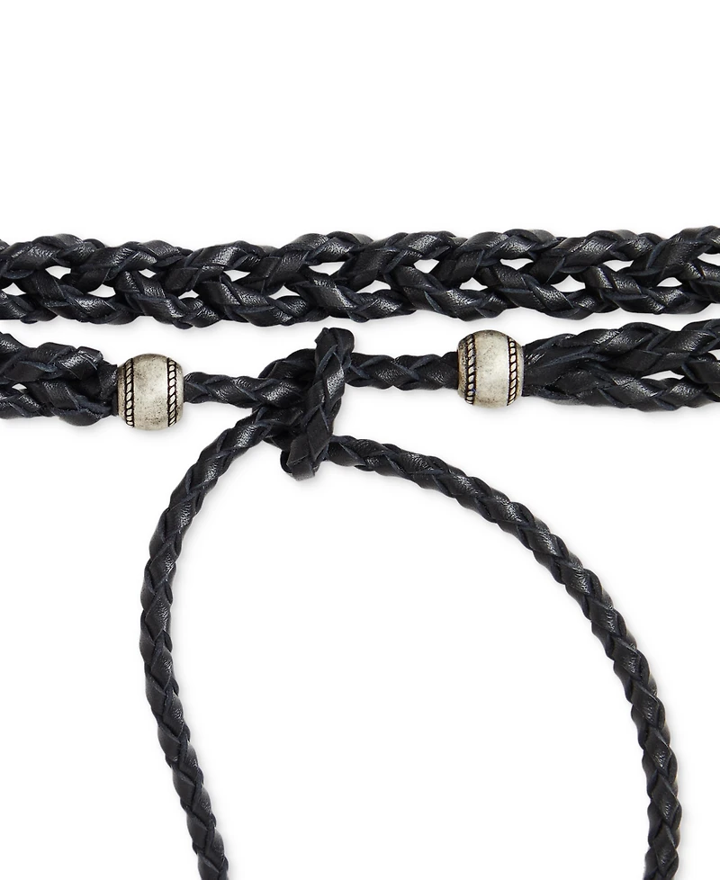 Lauren Ralph Braided Leather Tassel-Tie Belt