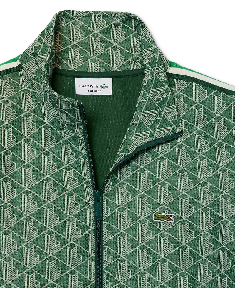 Lacoste Men's Zip-Front Pattern Blocked Sweatshirt