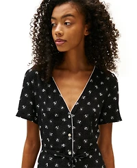 Tommy Jeans Women's Floral-Print Picot-Trim Shirtdress
