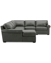 Radley Roll Arm 132" 6-Pc. Leather Square Corner Chaise Sectional, Exclusively at Macy's