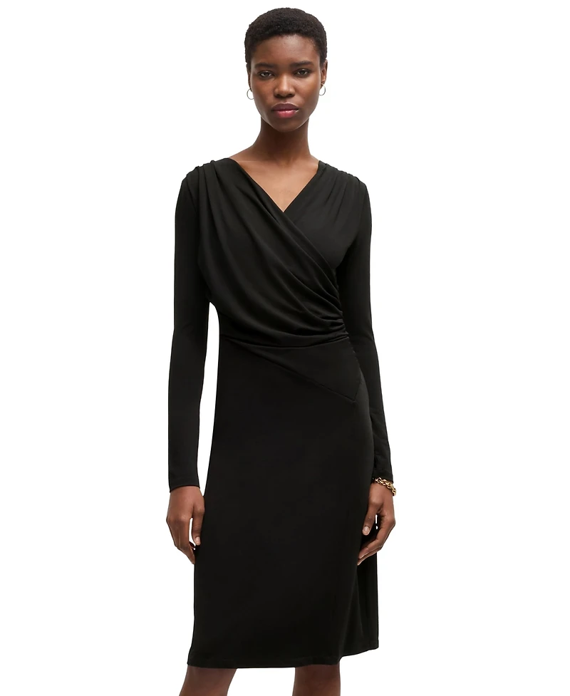 Boss by Hugo Women's Stretch Crepe Wrap-Front Dress
