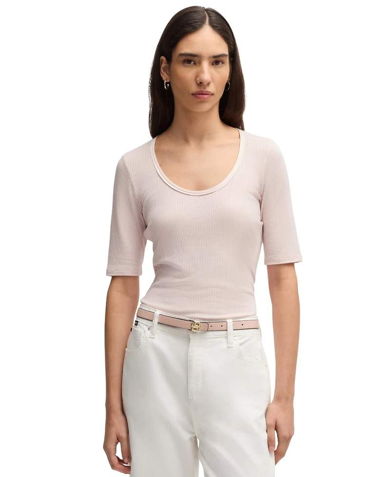 Boss by Hugo Boss Women's Ribbed Scoop-Neck T-Shirt