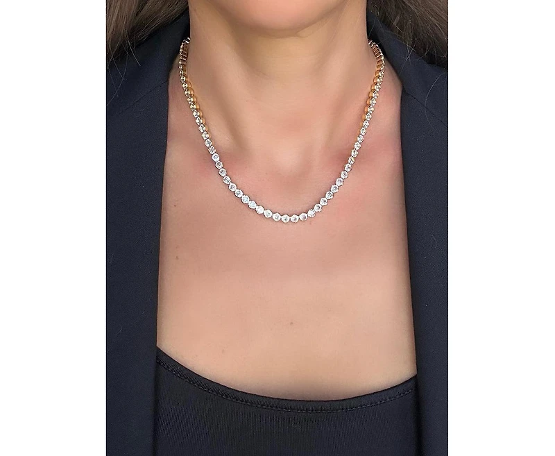 Cubic Zirconia Bezel Tennis Necklace