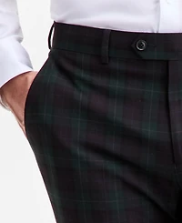 Bar Iii Men's Slim-Fit Green & Burgundy Plaid Suit Separate Pants, Macy's Exclusive