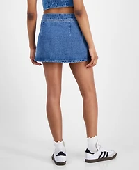 Indigo Rein Juniors' Cheerleader Pleated Front Denim Skort