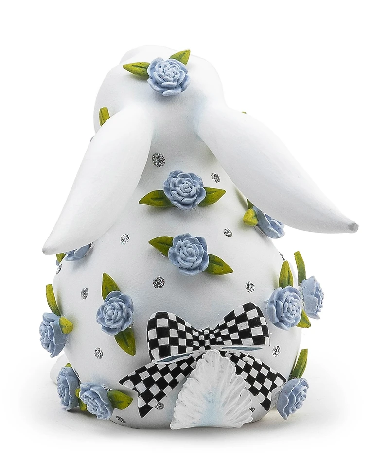 Mackenzie-Childs Patience Brewster Periwinkle Peony Sitting Rabbit Figurine
