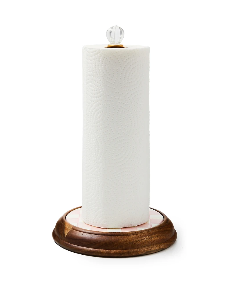 Mackenzie-Childs Rosy Check Wood Paper Towel Holder