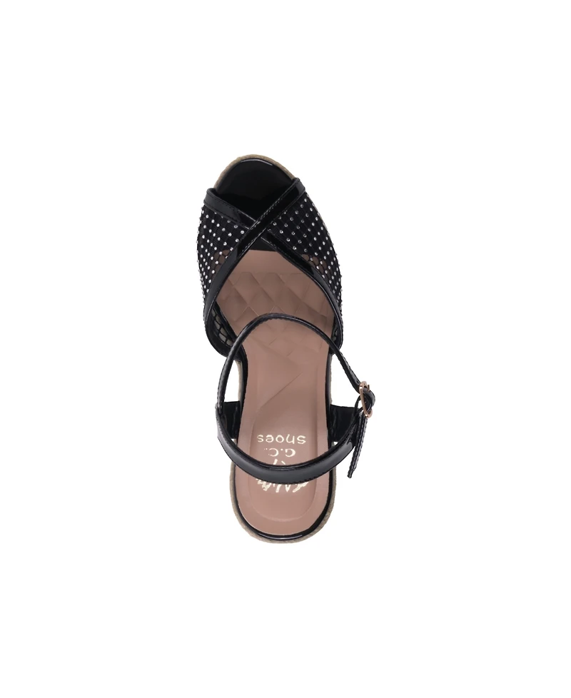 Gc Shoes Women's Mila Embellished Espadrille Wedge Sandals