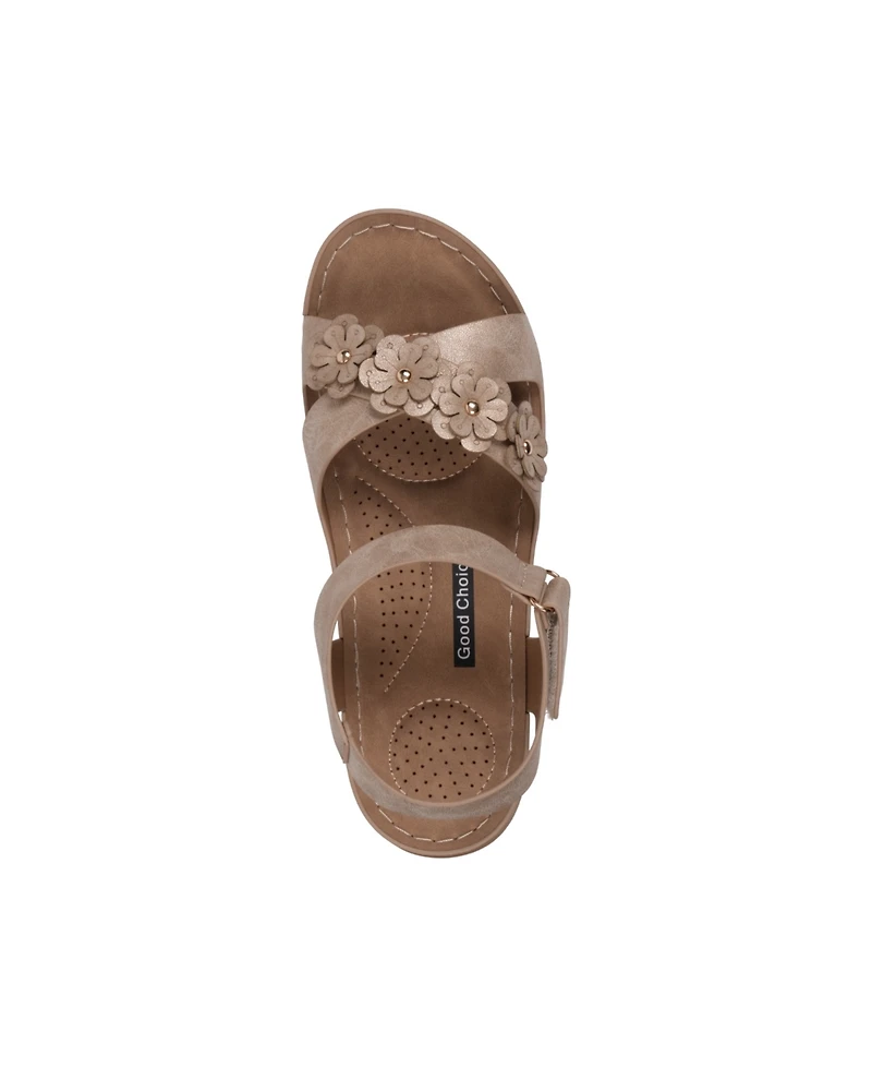 Gc Shoes Women's Faye Floral Strappy Flat Sandals