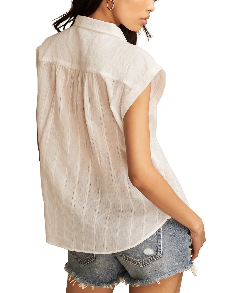 Lucky Brand Women's Button-Front Short-Sleeve Top