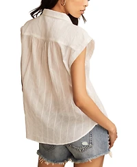 Lucky Brand Women's Button-Front Short-Sleeve Top
