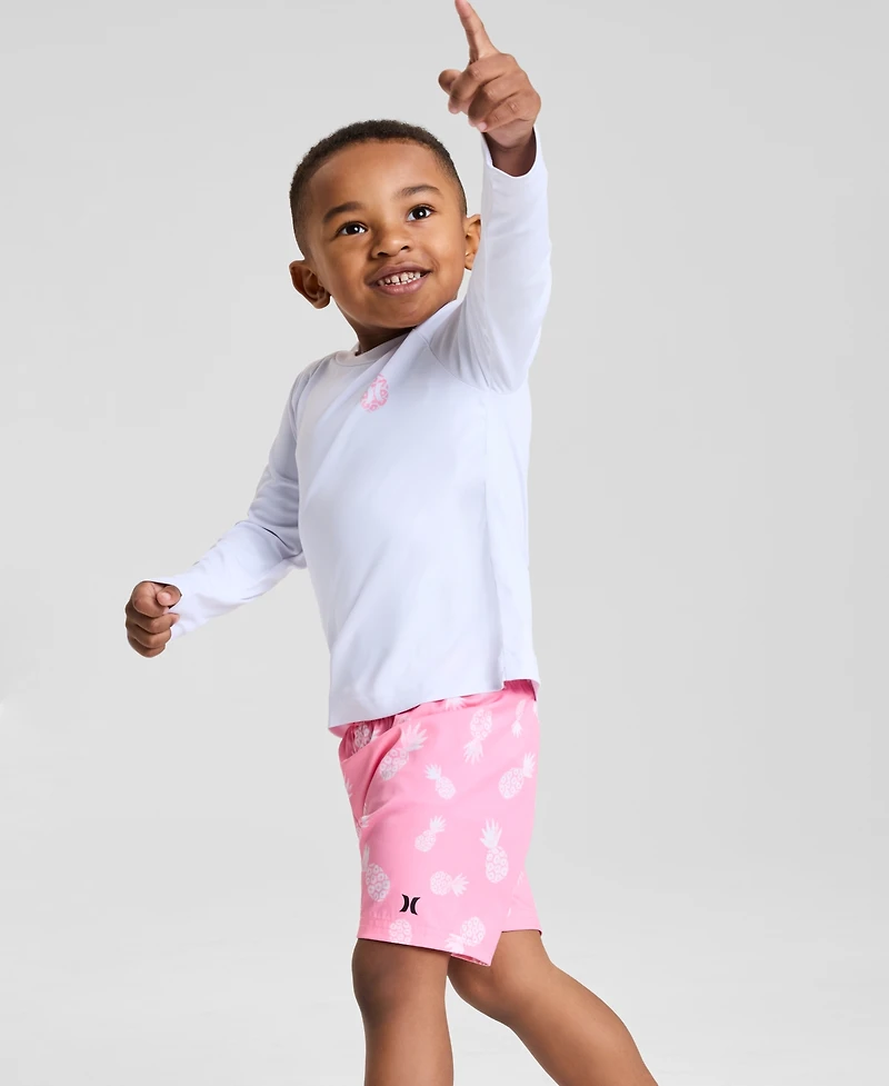 Hurley Toddler Boys Pineapple Swim Top & Printed Shorts, 2 Piece Set