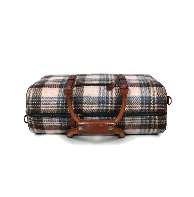 Quasar Leather Tweed Duffle Bag