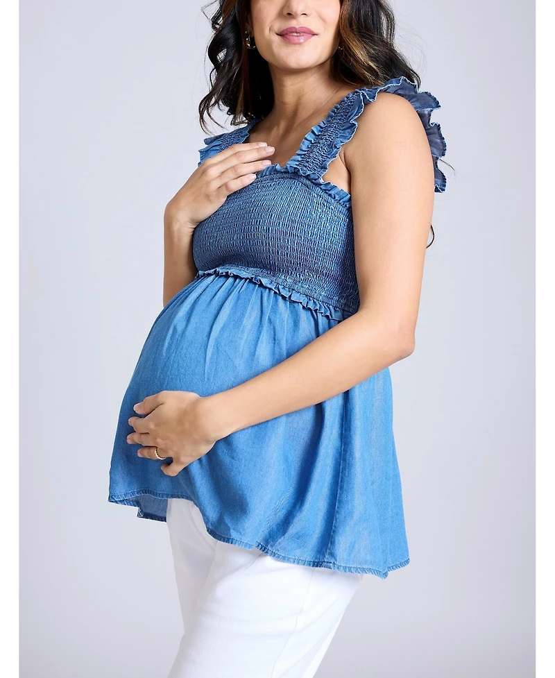 Motherhood Maternity Ruffle Sleeve Detail Top