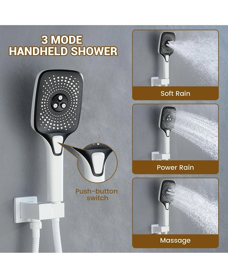 Casainc Pressure-balanced Valve Included All-In-One Kit with Rough In-Valve Thermostatic Shower System