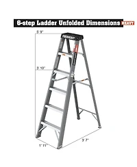 Fibreglass Step Ladder 6-Step 250lbs Gray