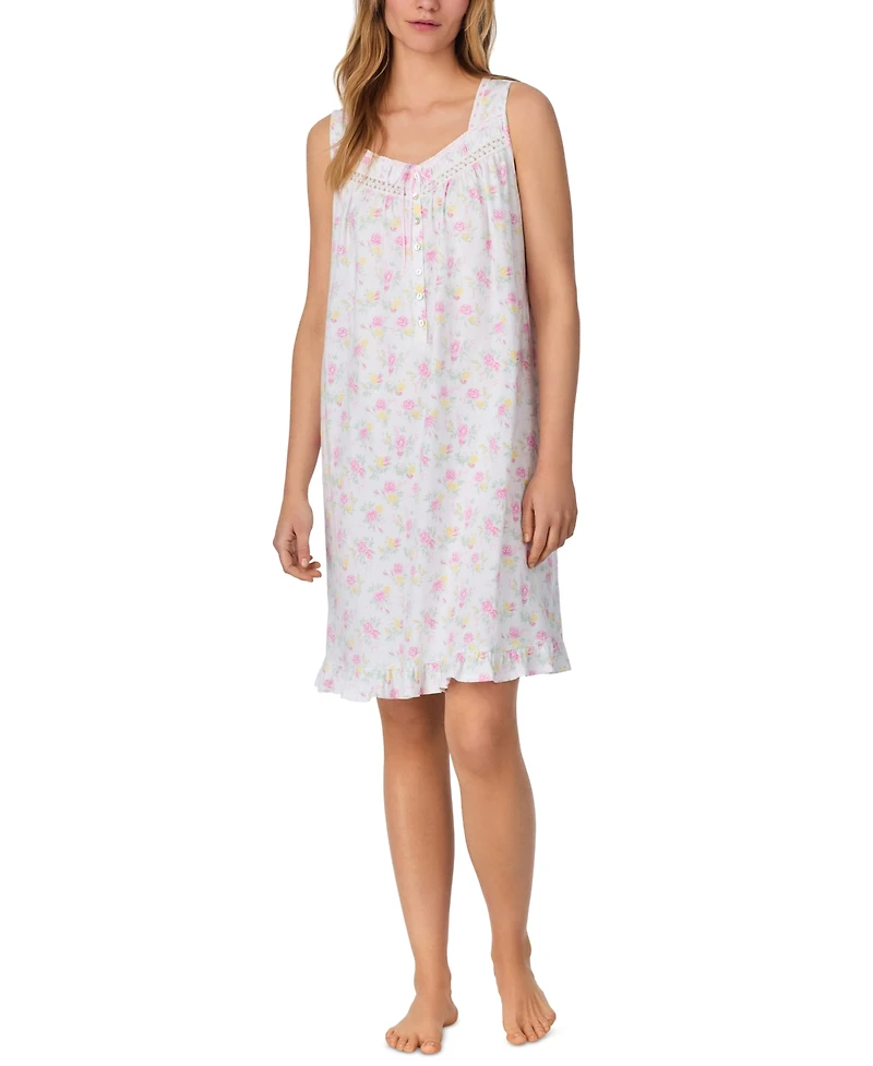 Eileen West Women's Cotton Sleeveless Floral Nightgown