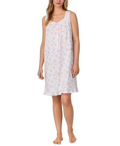Eileen West Women's Cotton Sleeveless Floral Nightgown