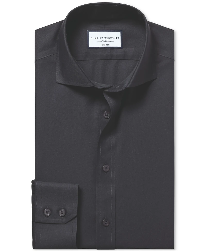 Charles Tyrwhitt Men's Slim-Fit Non-Iron Solid Twill Dress Shirt