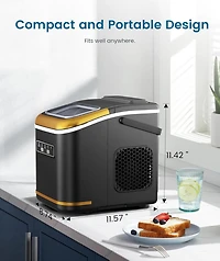 Cowsar 26.5lbs Countertop Ice Maker, 9 Cubes in 6 Mins, Self-Clean, 2 Sizes, Basket/Scoop