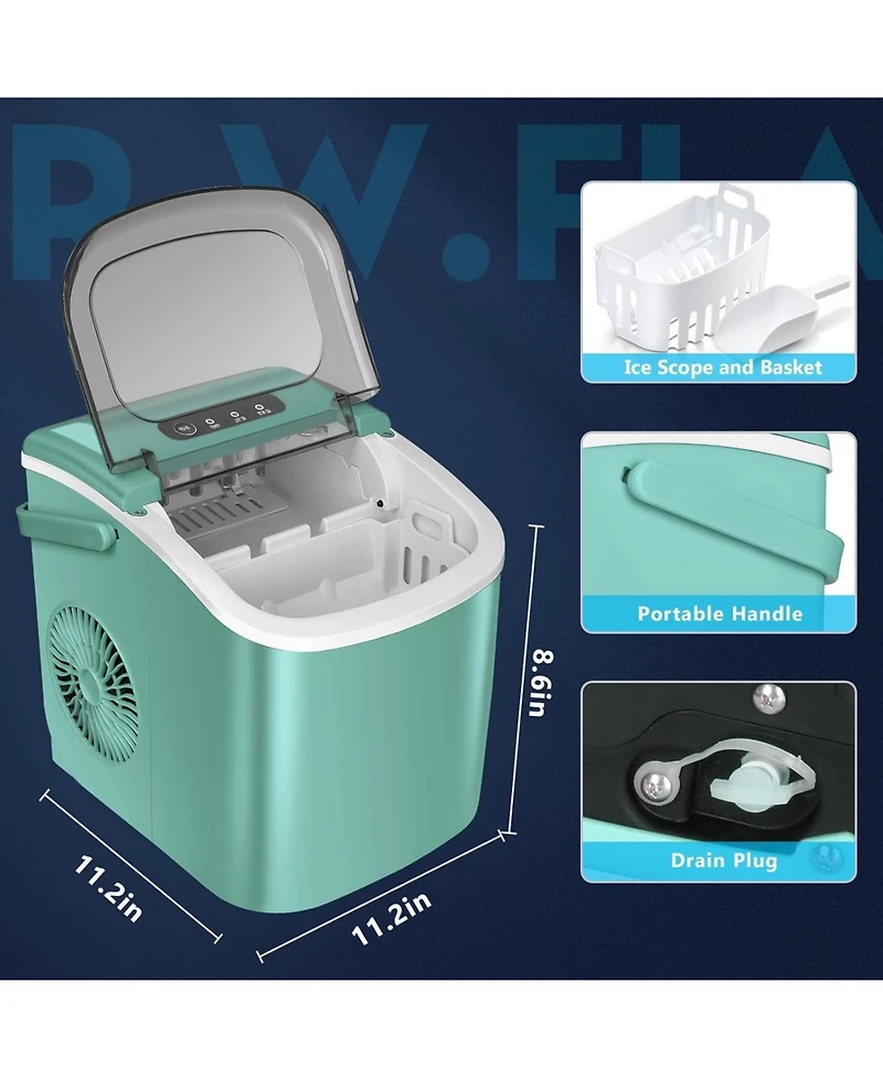 Cowsar 26.5lbs Ice Maker Portable Countertop, 9 Bullet Cubes 6 Mins, Self-Cleaning