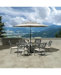 Mondawe Powder Coated Cast Aluminum Outdoor Dining Armchair with Cushion (Set of 2)