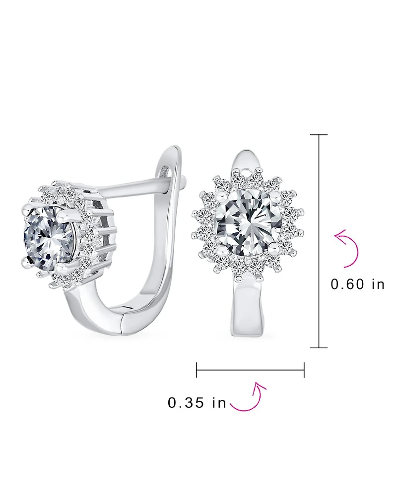Bling Jewelry Classic Small Cz Cubic Zirconia Circle Halo Round Solitaire Stud Huggie Earrings .925 Sterling Silver