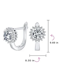 Bling Jewelry Classic Small Cz Cubic Zirconia Circle Halo Round Solitaire Stud Huggie Earrings .925 Sterling Silver