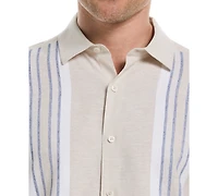 Cubavera Men's Classic-Fit Engineered Stripe Panel Linen Blend Button-Down Shirt
