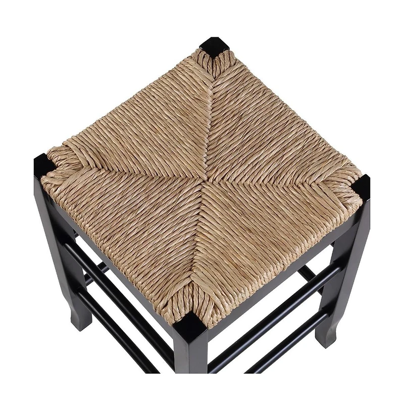 Counter Stool with Frame and Handwoven Rush Seat for Rustic and Comfortable Seating