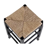 Counter Stool with Frame and Handwoven Rush Seat for Rustic and Comfortable Seating