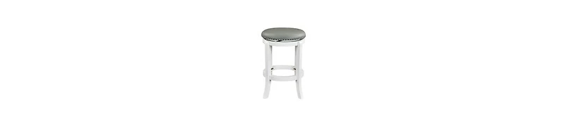 Backless Swivel Counter Stool with Faux Leather and Nailhead Trim