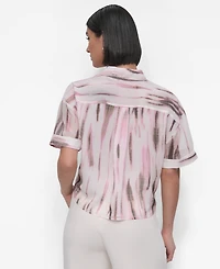 Dkny Women's Printed Chiffon Boxy-Fit Top