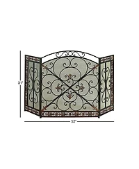 Traditional 3-Panel Fire Screen with Filigree Design for Elegant Fireplace Protection