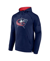 Fanatics Men's Navy Columbus Blue Jackets Iconic Defender Raglan Pullover Hoodie
