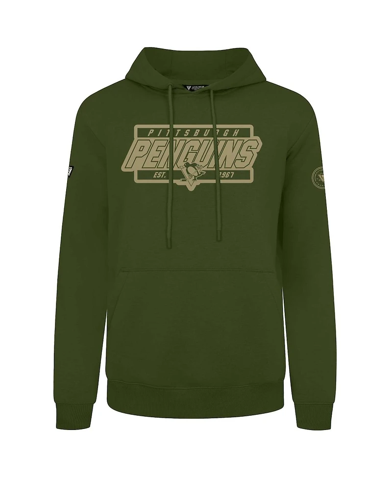 LevelWear Men's Olive Pittsburgh Penguins Podium Pullover Hoodie