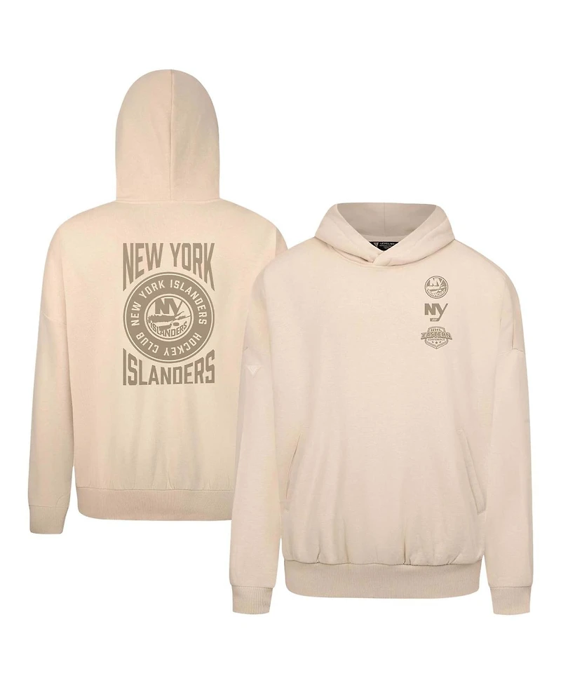 LevelWear Men's Cream New York Islanders Contact Stamp Pullover Hoodie