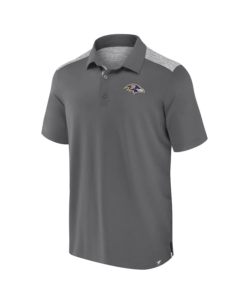 Fanatics Men's Gray Baltimore Ravens Long Shot Polo Shirt
