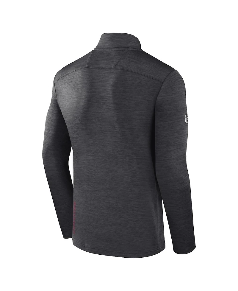 Fanatics Men's Heather Charcoal Arizona Coyotes Authentic Pro Quarter-Zip Pullover Top