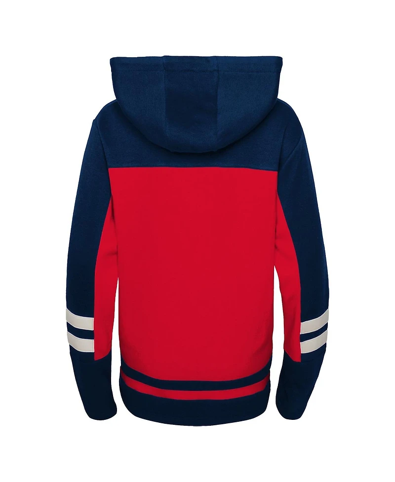 Outerstuff Big Boys and Girls Red Washington Capitals Revisited Lace-Up V-neck Pullover Hoodie