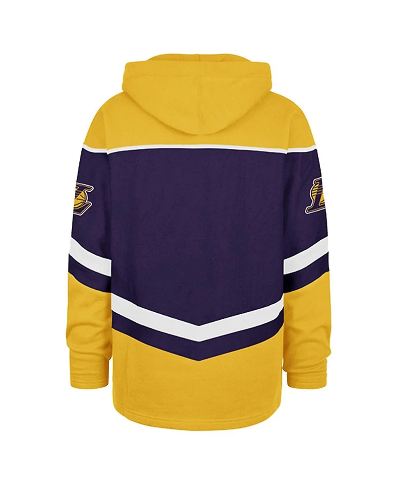'47 Brand Men's Purple Los Angeles Lakers Oversized Tri-Satin Layup Lacer Pullover Hoodie