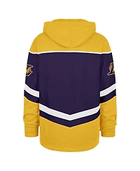 '47 Brand Men's Purple Los Angeles Lakers Oversized Tri-Satin Layup Lacer Pullover Hoodie