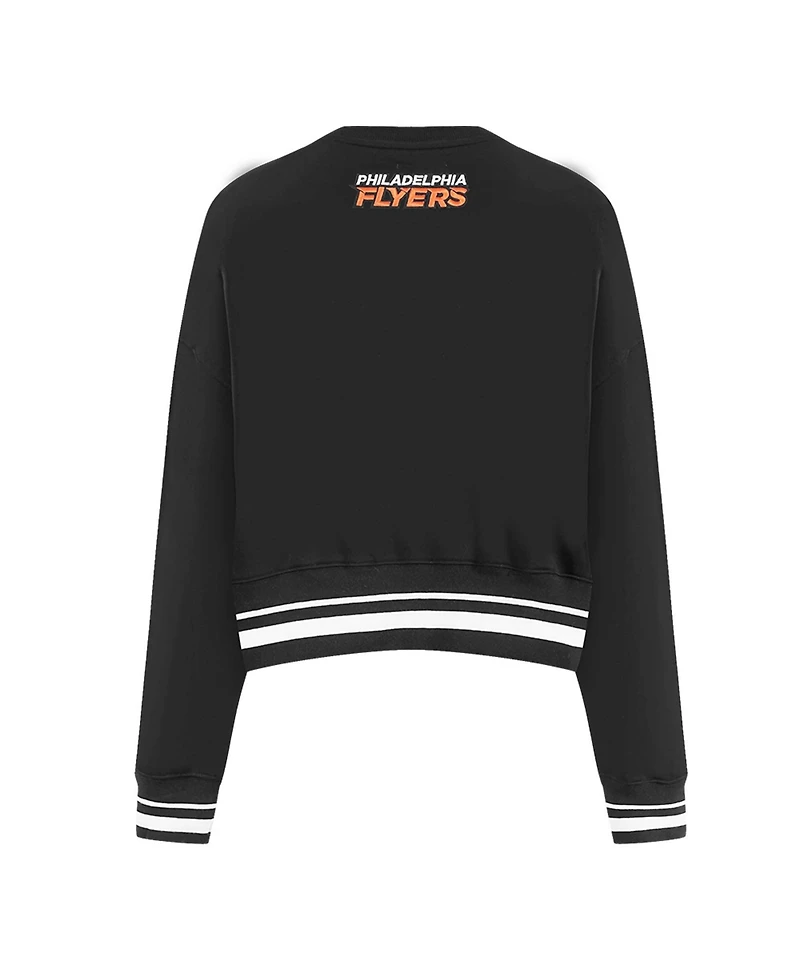 Pro Standard Women's Black Philadelphia Flyers Area Code Cropped Pullover Sweatshirt